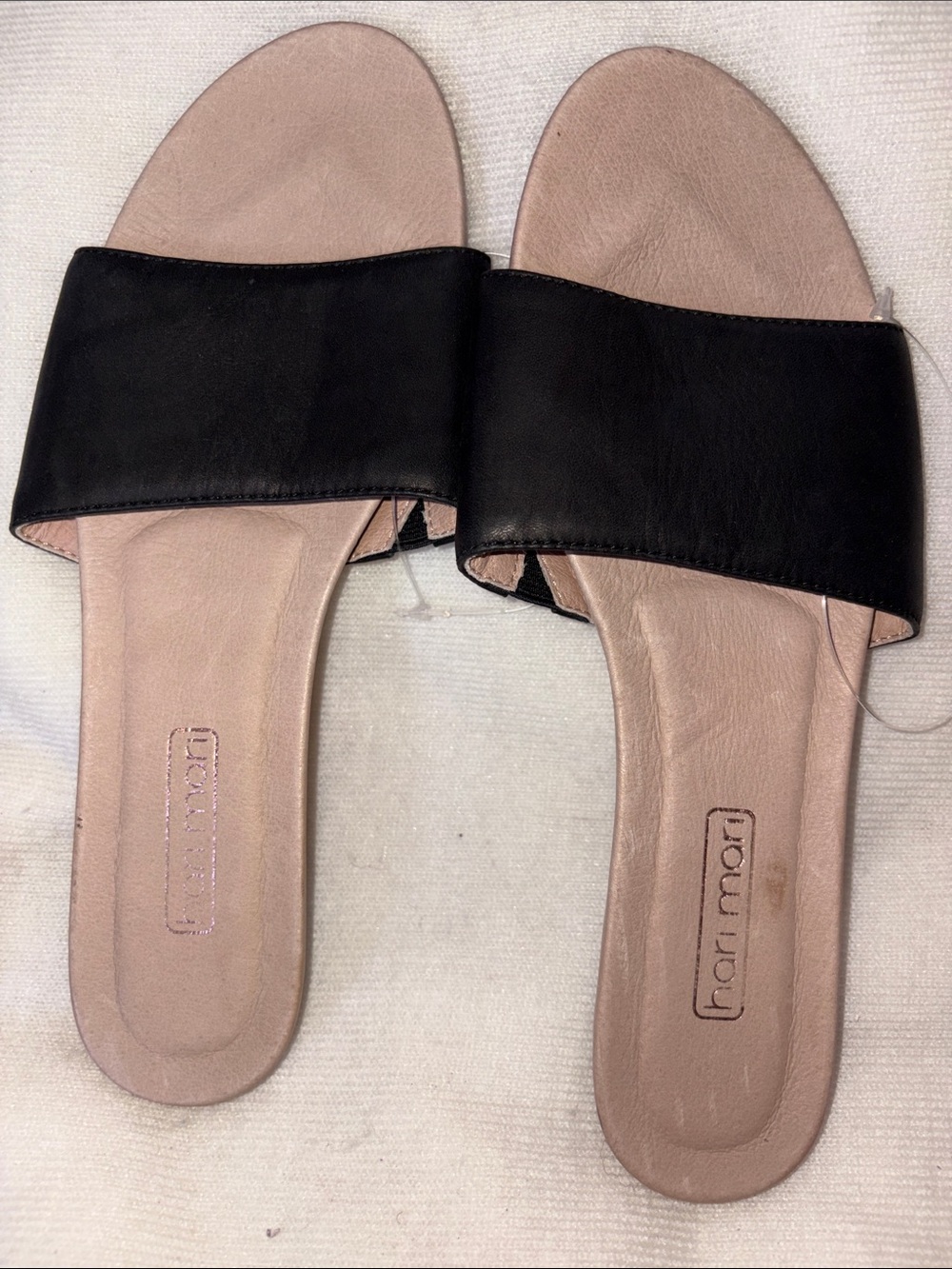 Harmoni Black Slide Sandals with Blush Insole